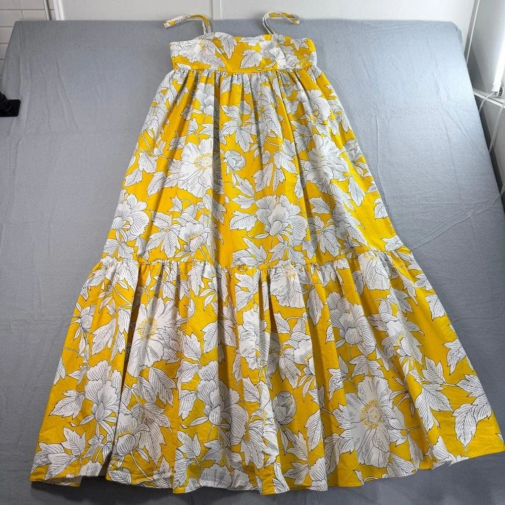 Zara Yellow Floral Tiered Maxi Dress - Picture 2 of 8